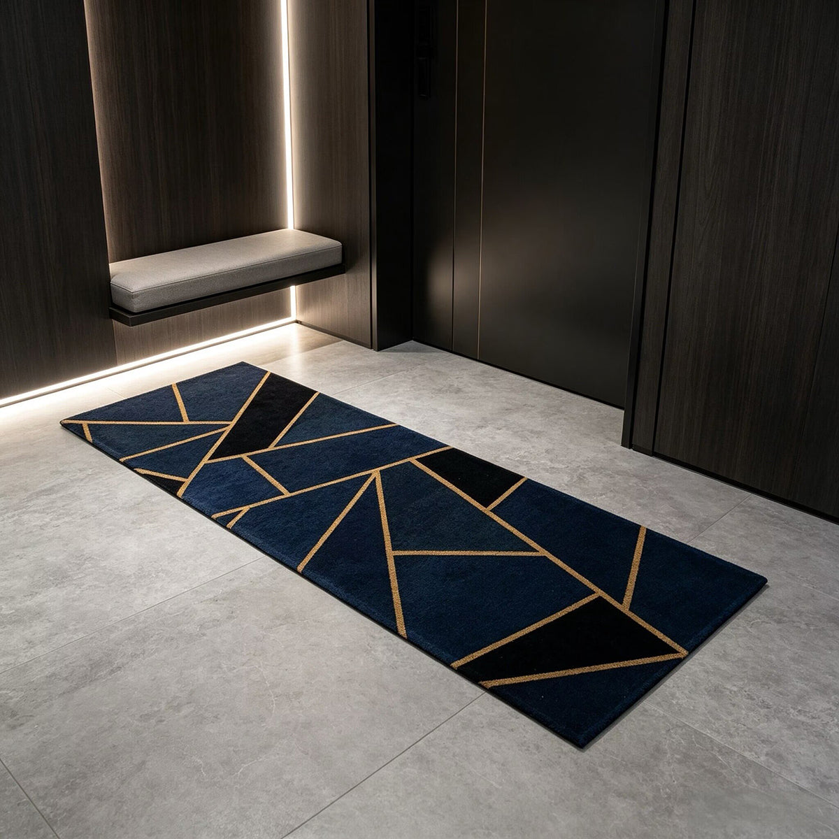 1pc Luxury Modern Geometric Style Runner Rug, Washable Area Rug for Entryway, Kitchen, Bedroom
