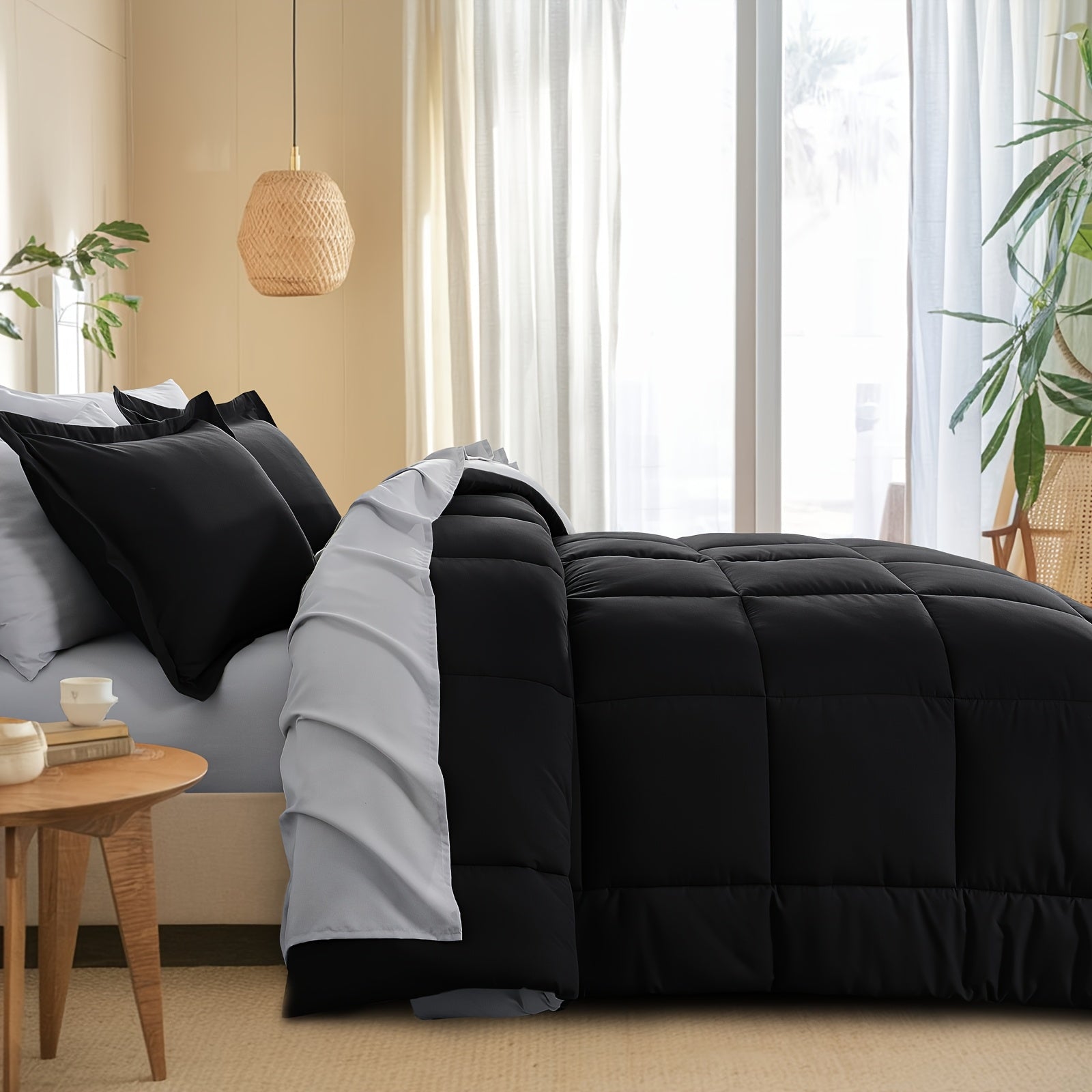 7pcs Ultra-Soft Bed In A Bag, Down Alternative Bedding Sets With All Season Quilted Comforter, Flat Sheet, Fitted Sheet, Pillowcases -Gifts For The Family And Friends