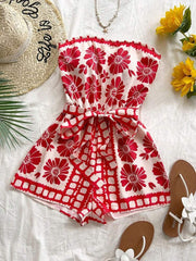 Chic Printed Backless Halter Resort Jumpsuit