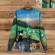 Chic Printed Long Sleeve Knitted Casual Top
