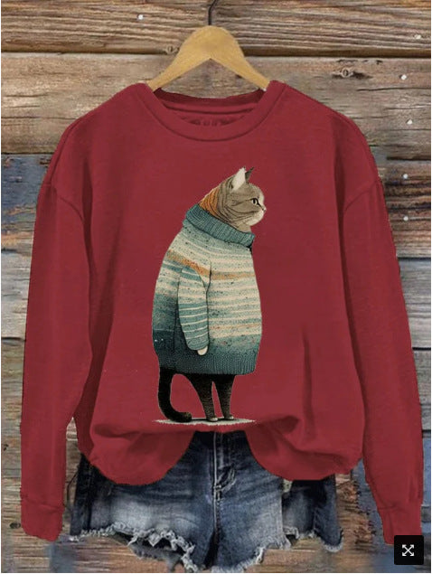 Women's 3D Digital Print Loose Street Fashion Sweatshirt