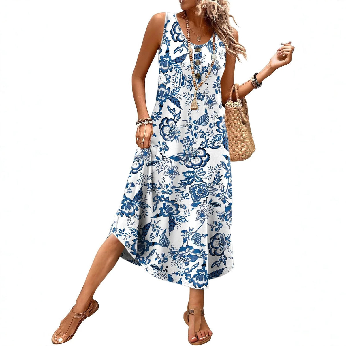 Sleeveless Midi Dress Summer Casual