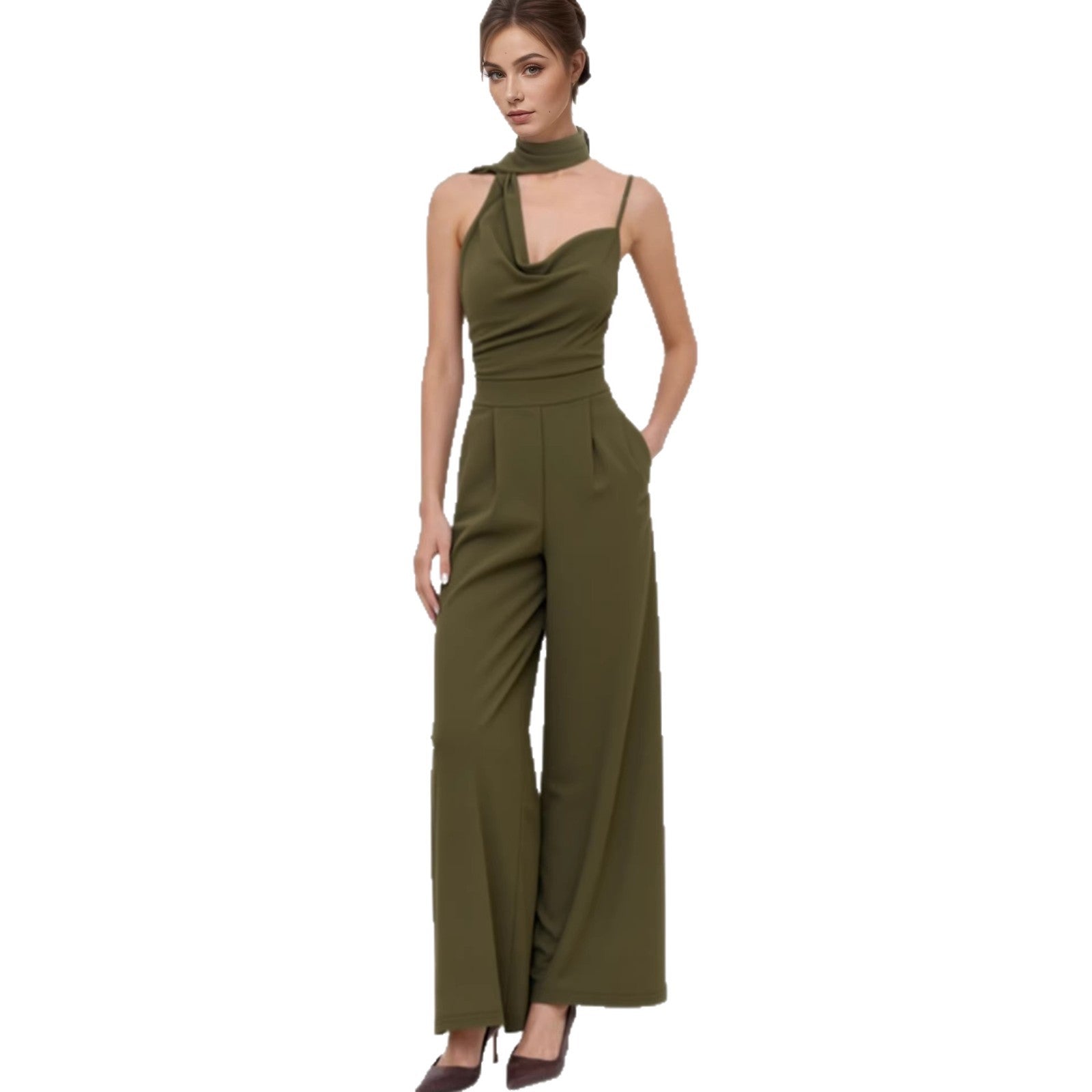 Chic Sleeveless Knit Jumpsuit with Pockets