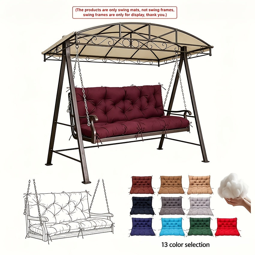 Waterproof Porch Swing Cushions 60 Inch • 2 3-Seater Replacement For Outdoor Furniture • With Backrest And Straps • Thick 5" Swing Seat Bench Cushion • Cushion Ties For Patio, Garden & Backyard • Dark Green 60''×40