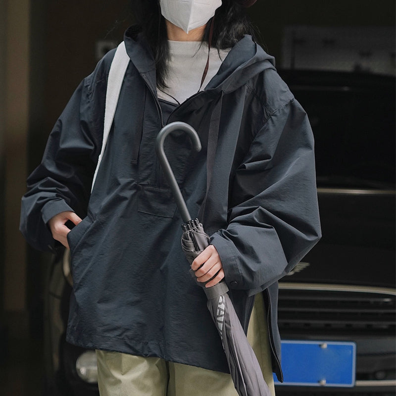 Korean Style Slim Hooded Windbreaker Jacket