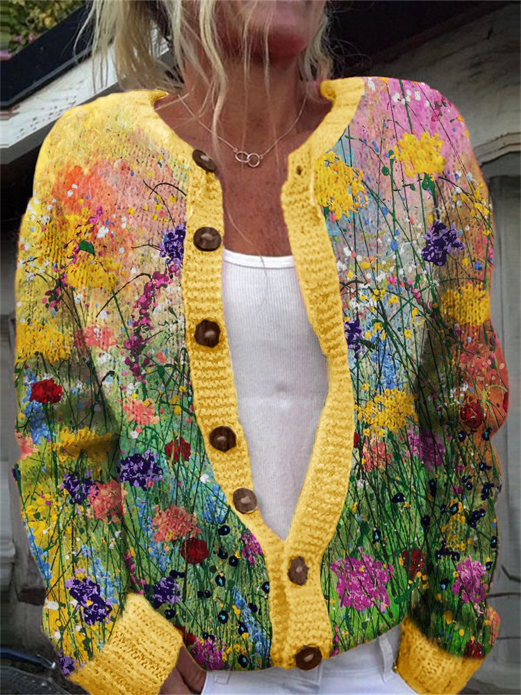 3d Digital Printing Cardigan Knitted Coat