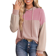 Cozy Color-block Hoodie for Women - Loose Fit