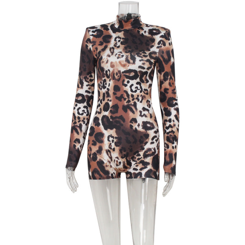 Chic Printed Long-Sleeve Slim Romper for Women