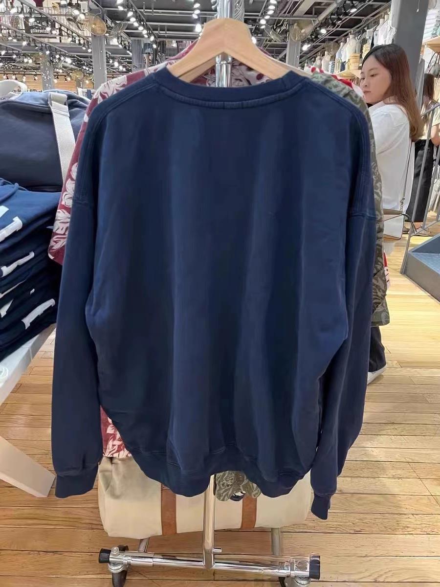 Embroidered Flag Long Sleeve Baggy Pullover Sweater