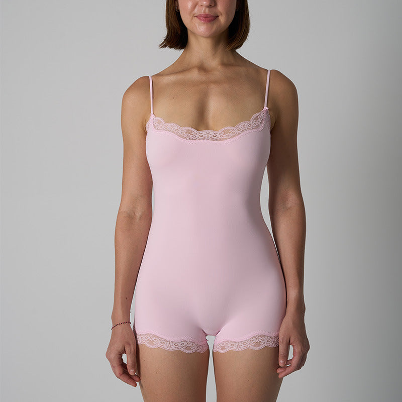 Lace-strapped One-piece Tummy-control, Butt-lifting Yoga Wear