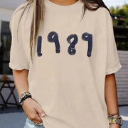 Vintage Letter Print T-Shirt – Retro Summer Tee for Women