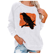 Spooky Chic Halloween Print Loose Sweatshirt