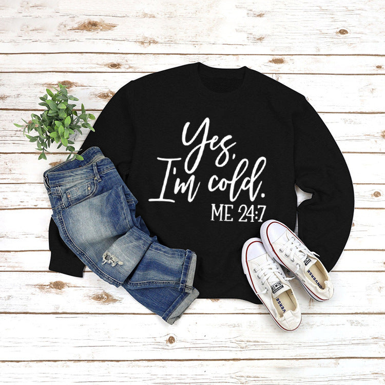 Cozy Letter Print Round Neck Casual Sweatshirt