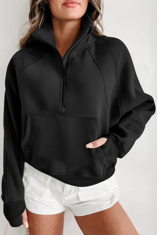 Casual Stand Collar Long Sleeve Loose Hoodie
