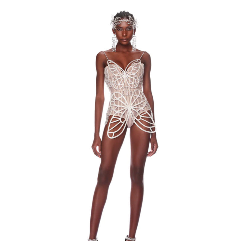 Rhinestone Bow Sleeveless Party Jumpsuit