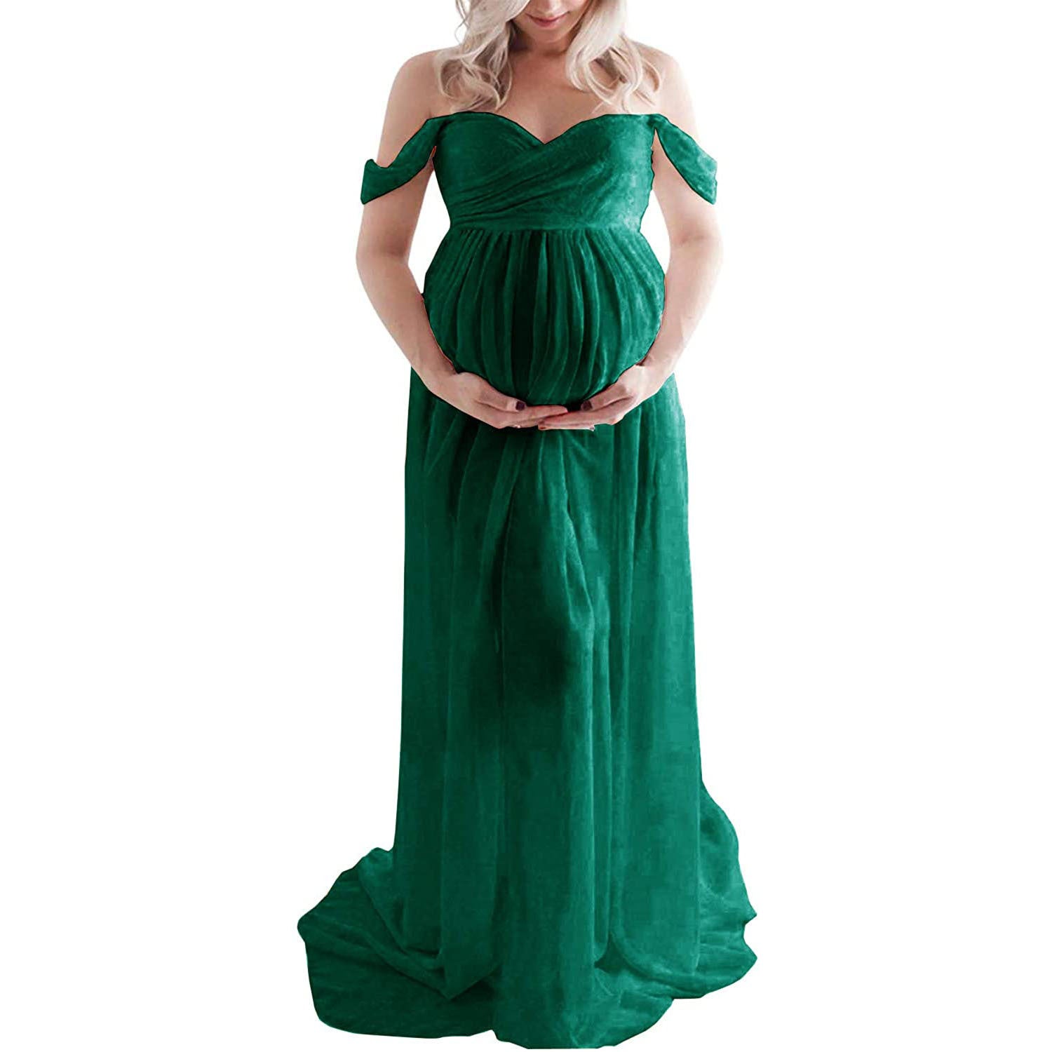 Elegant Strapless Chiffon Maternity Dress for Photoshoot