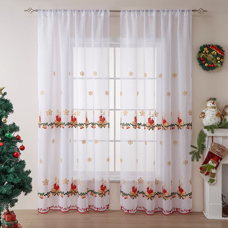 New American Christmas Curtain Christmas Snowflake Embroidery