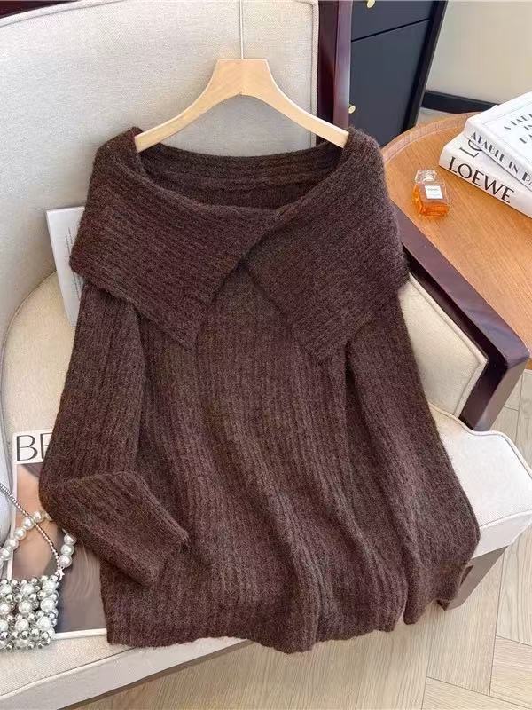 Off-shoulder Knitted Irregular Sweater for Women