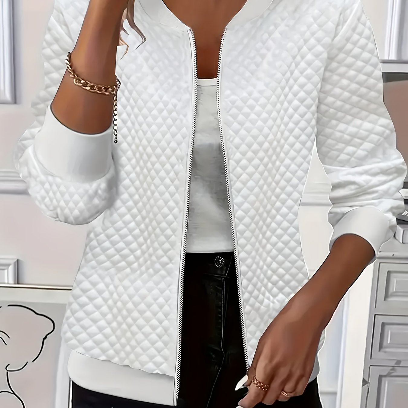 Plus Size Women's Long Sleeve Zipper Sweatshirt Jacket