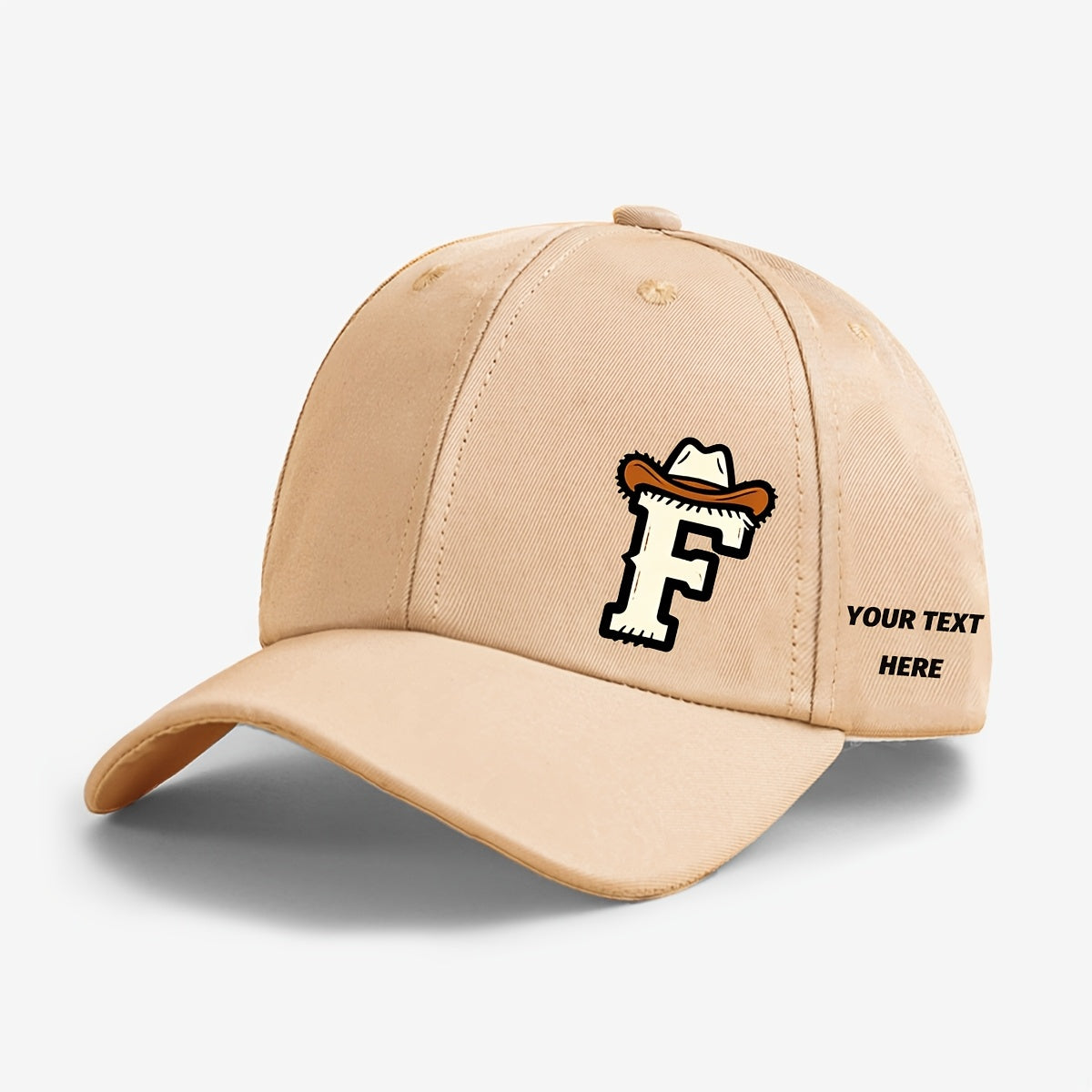 Kids Cowboy Style Baseball Cap with Letter Print and Custom Side Text, Lightweight and Comfortable (Ages 5-10)