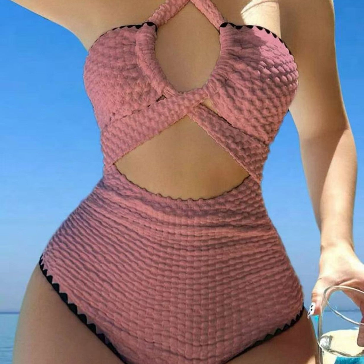 Sexy Backless High-Waist One-Piece Swimsuit