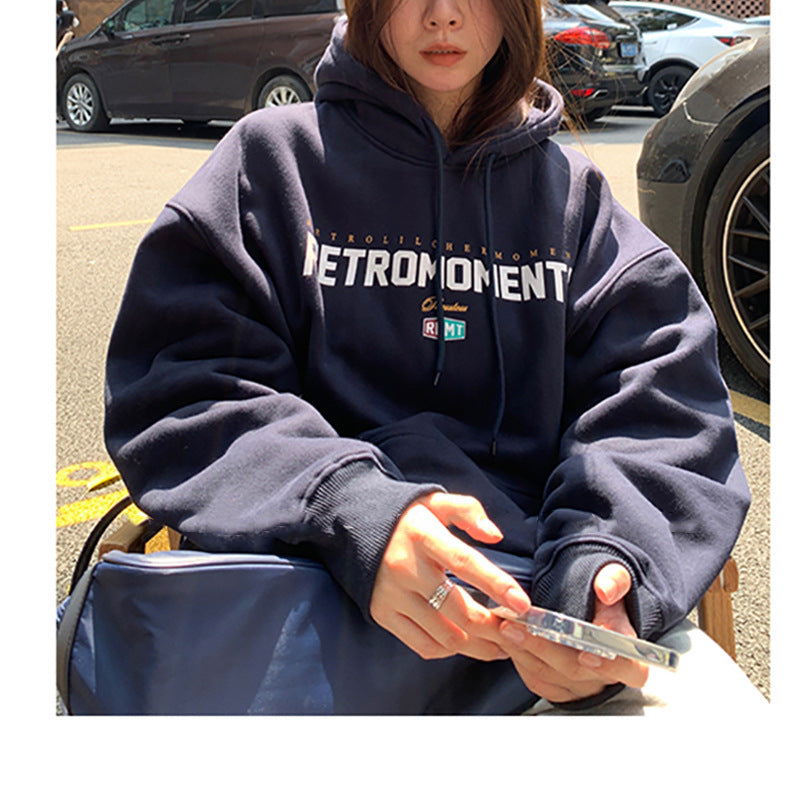Women's Velvet Padded Hooded Sweatshirt