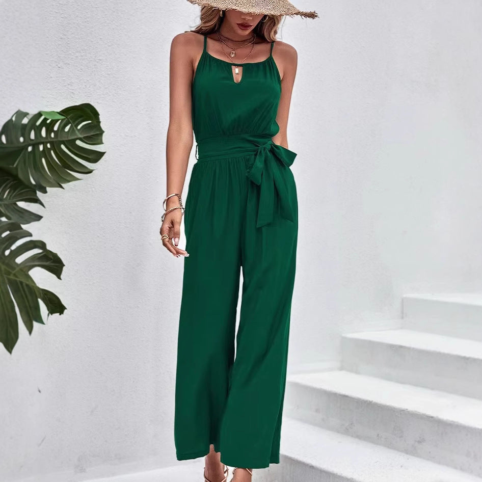 Chic Sleeveless Wide Leg Jumpsuit with Spaghetti Straps