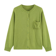 Autumnwinter New Vintage Loose Crew-neck Casual Knitted Cardigan Top for Women