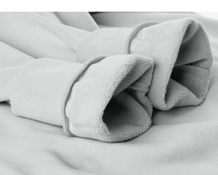 Unisex Fleece-Lined Drop Shoulder Casual Pullover Sweater