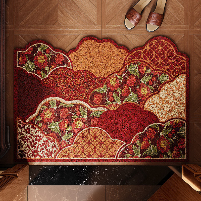 Chinese Retro Cut-to-Fit Entry Doormat - Washable, Elegant Floral Designs