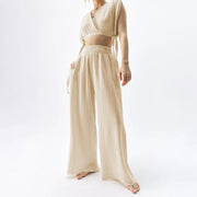 Women's Double-Layer Gauze Casual High-Waist Pants
