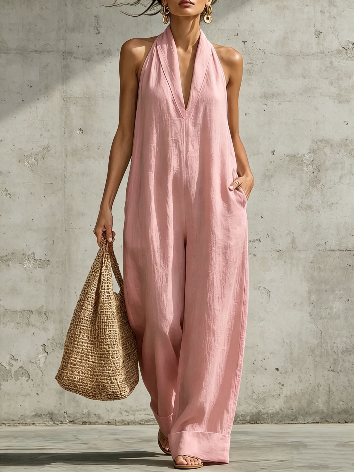 Simple, Elegant, And Comfortable Sleeveless Jumpsuit
