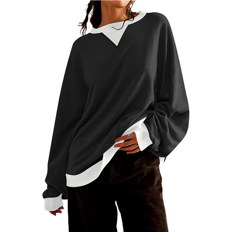 Women's Contrast Color Loose Casual Sweater