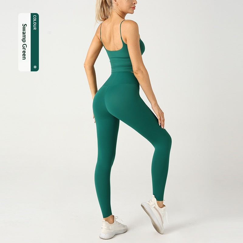 High-Waist Strappy Yoga Two-Piece Workout Set