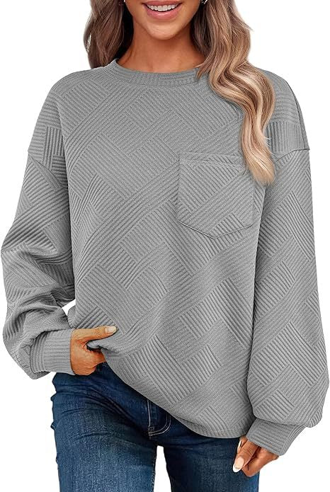 Cozy Drop-Shoulder Textured Long-Sleeve Sweater