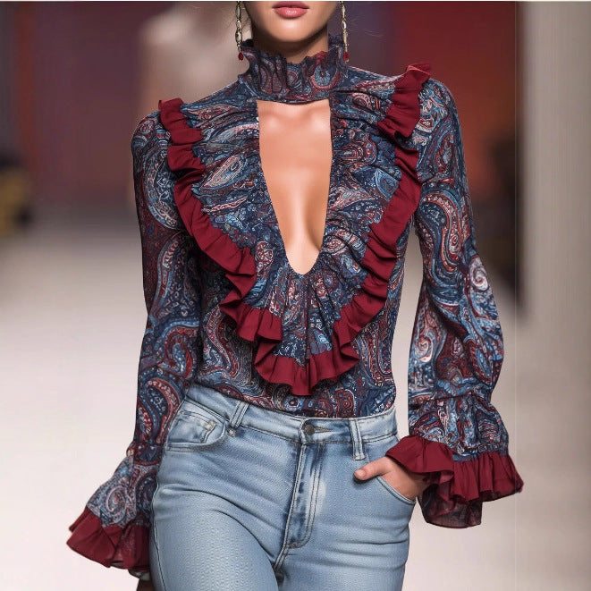 Women's V-neck Versatile Fashion Chiffon Shirt Top