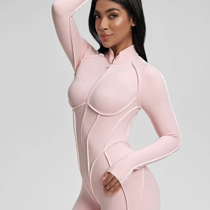 Seamless One-Piece Fitness Yoga Jumpsuit with Built-In Padding