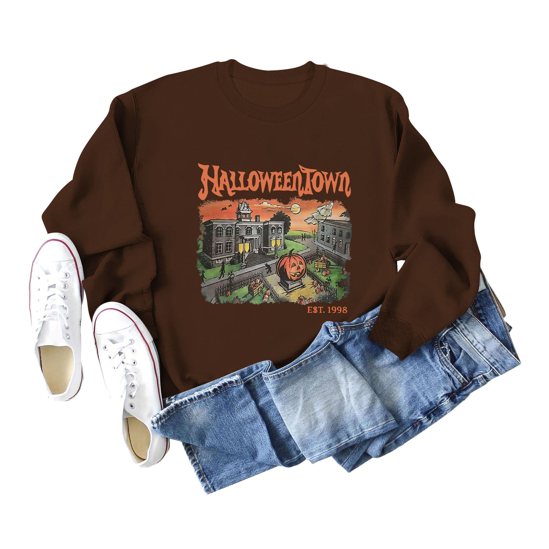 Cozy Halloweentown Printed Oversized Sweater