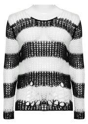 Women's Striped Cut-out Hollow Mid-length Sweater