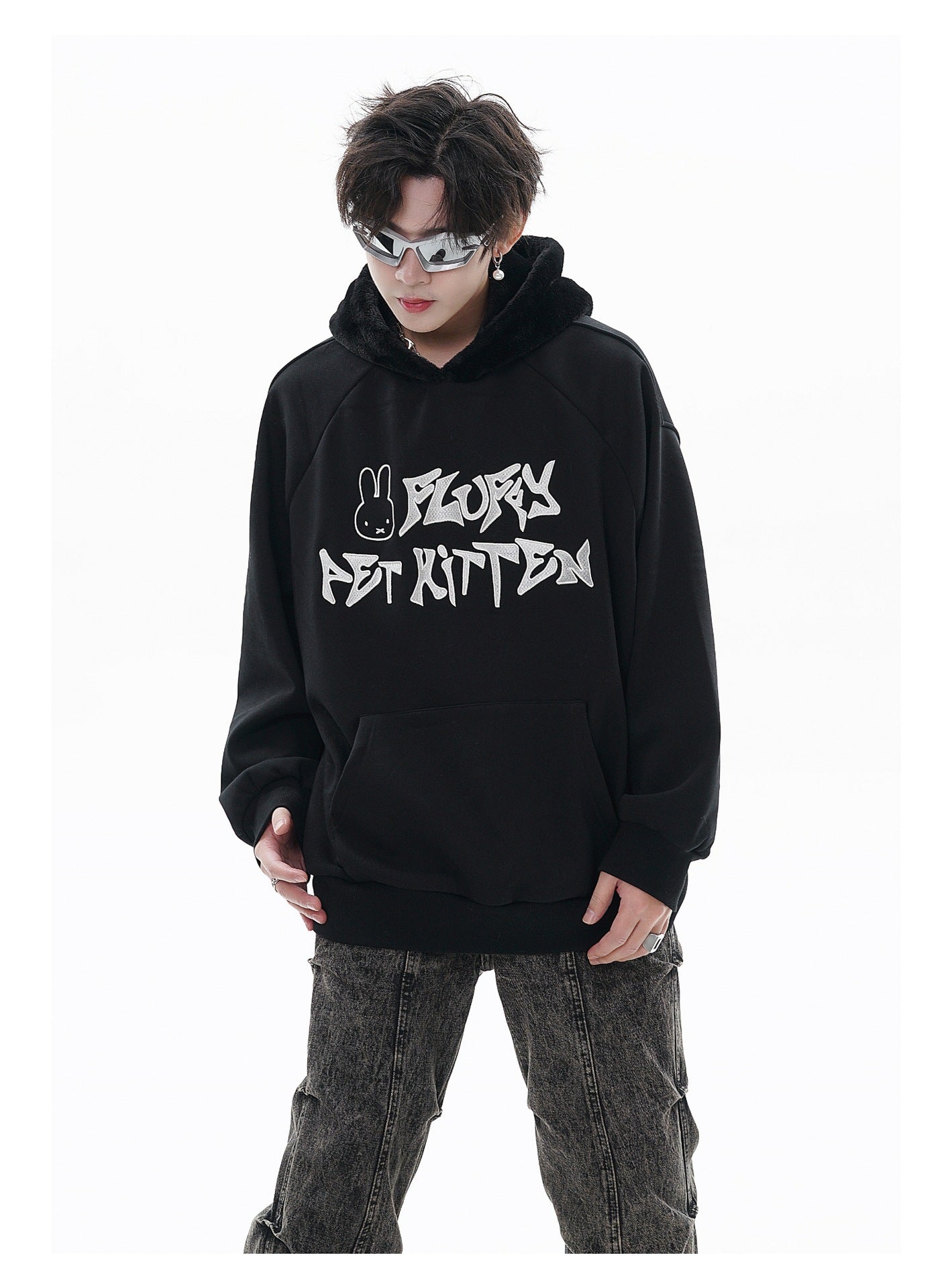 Plush Contrast Thermal Hooded Sweatshirt