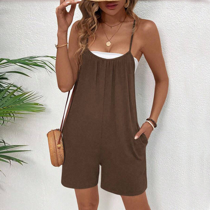 Women's Solid Color Casual Romper & Jumpsuit Shorts
