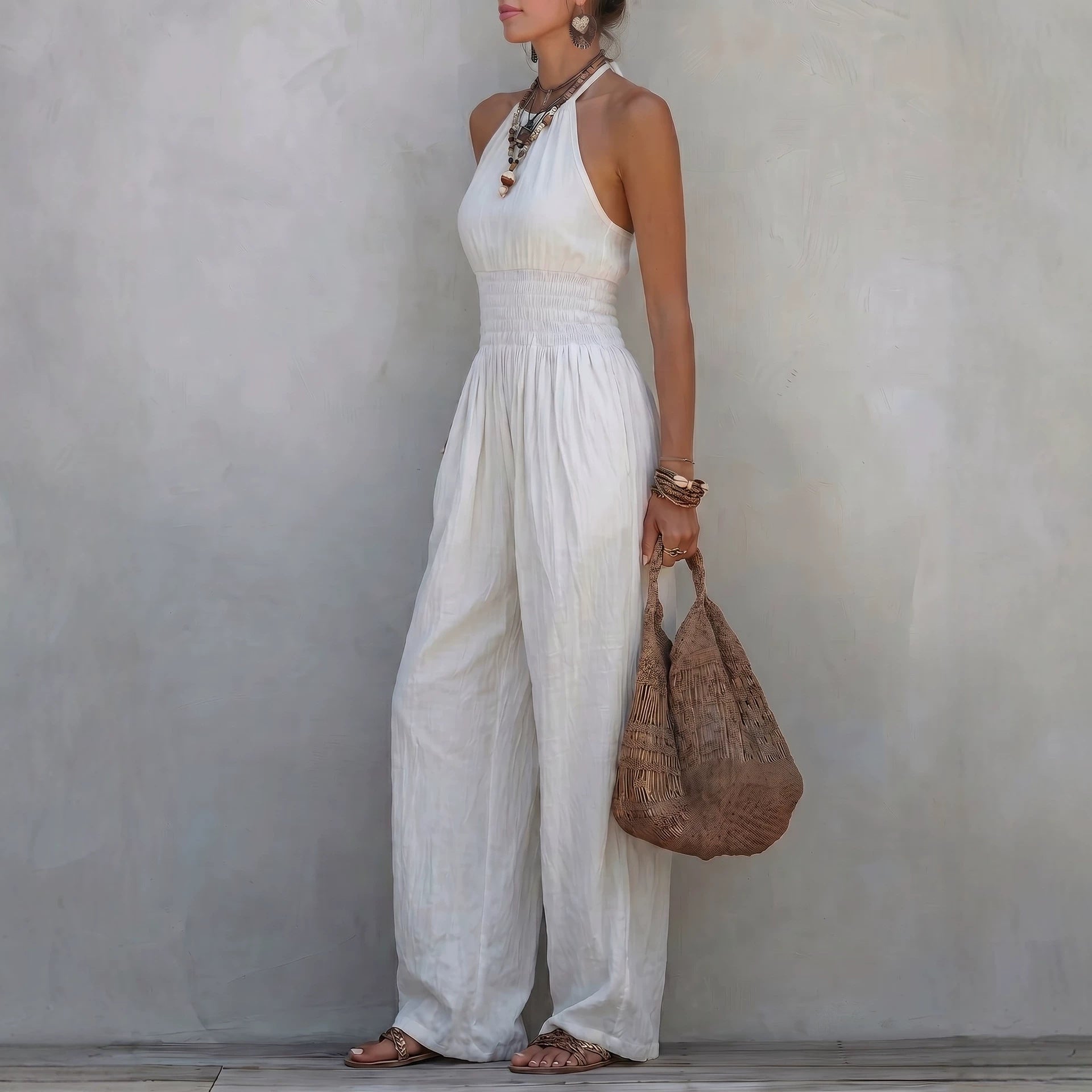 Casual Boho Wide-Leg Jumpsuit for Women