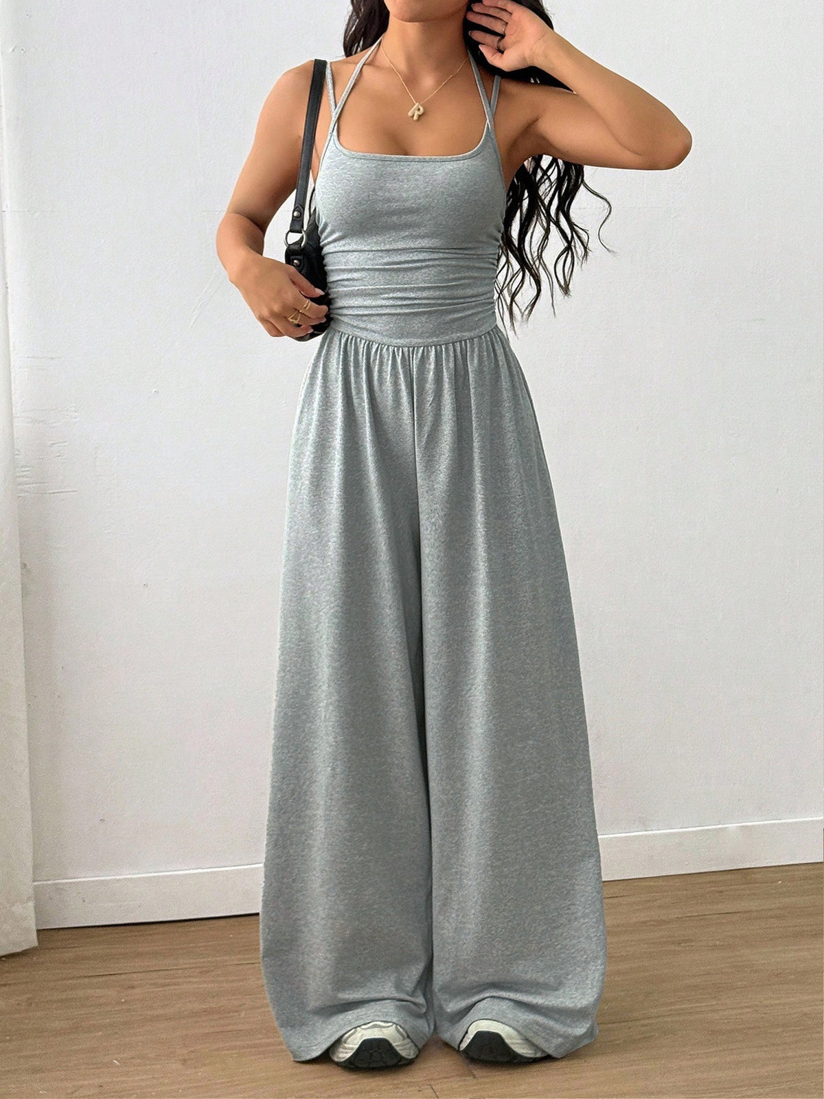 Elegant Black Wide-Leg Camisole Jumpsuit for Women