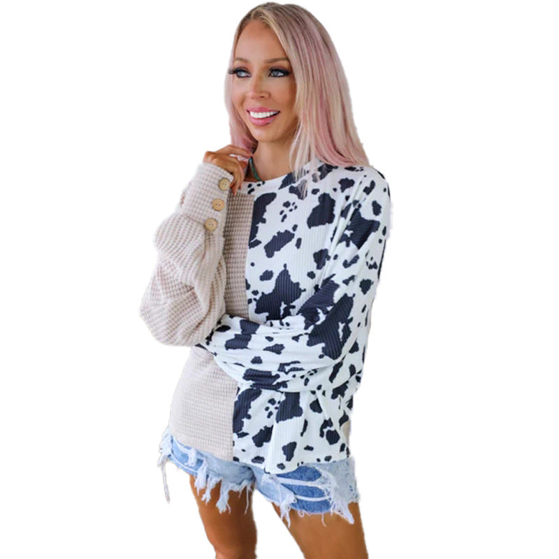 Cows Pattern Women's Waffle Sweater Sweater