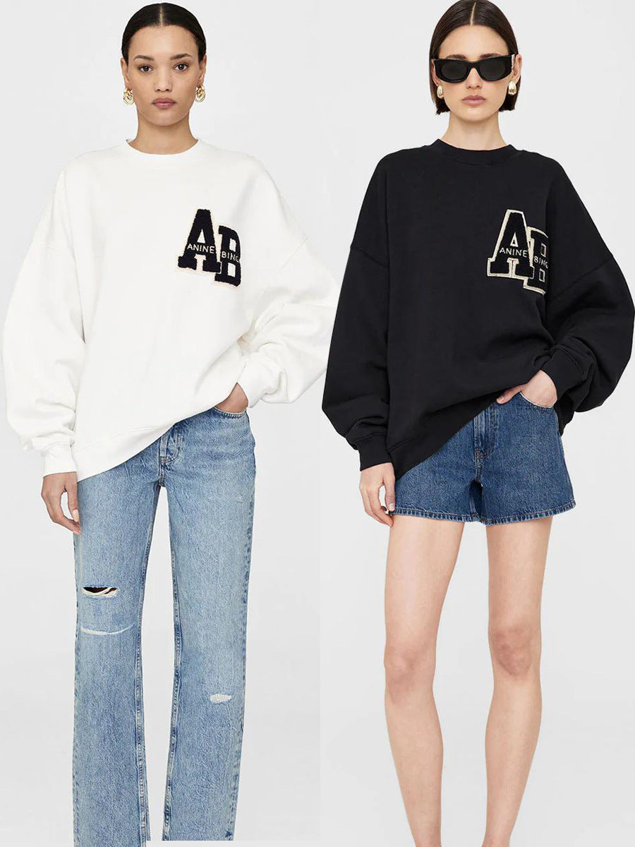 Cozy Hand-Embroidered Velvet Loose Casual Fall Sweater