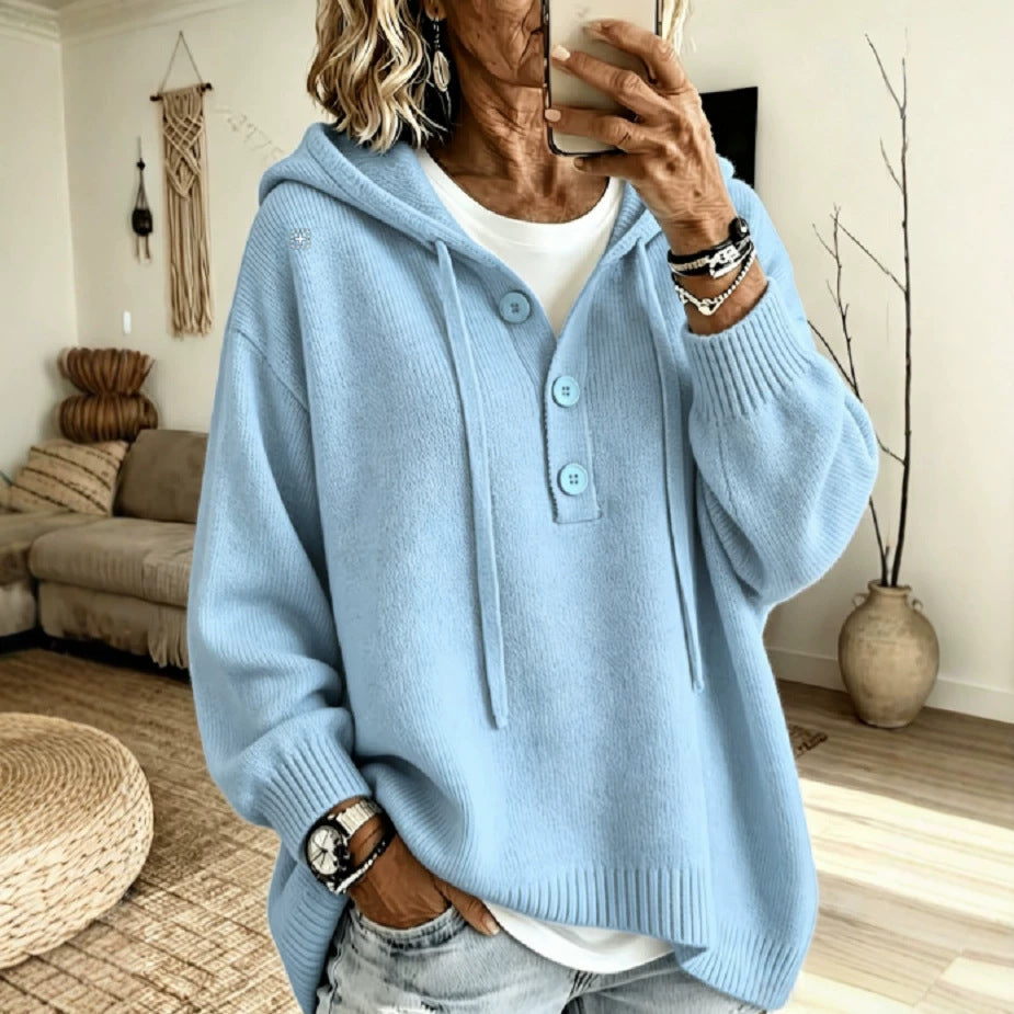 Hooded Button-up Sweater Jacket Womens