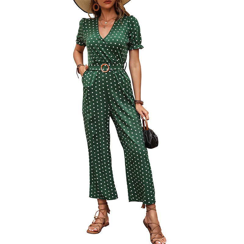Chic Short Sleeve Waist-Control Summer Jumpsuit