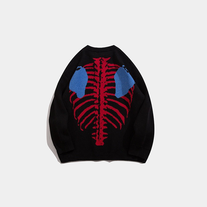 Edgy Skull Print Cashmere Pullover Sweater