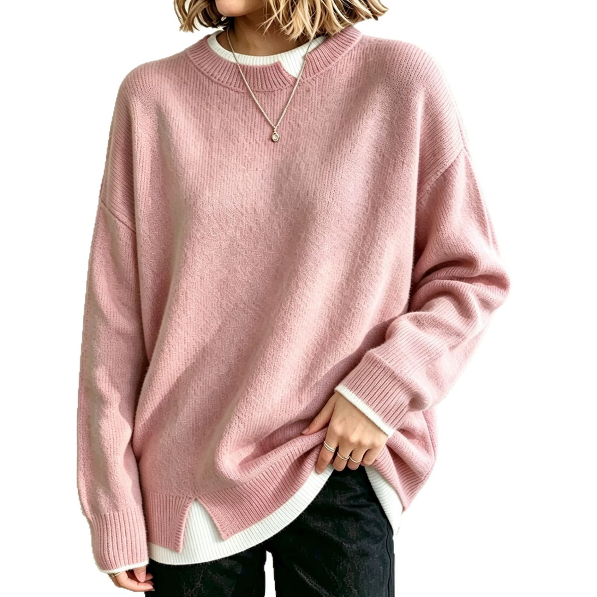 Womens Fashion Loose-fit Knitted Pullover Top