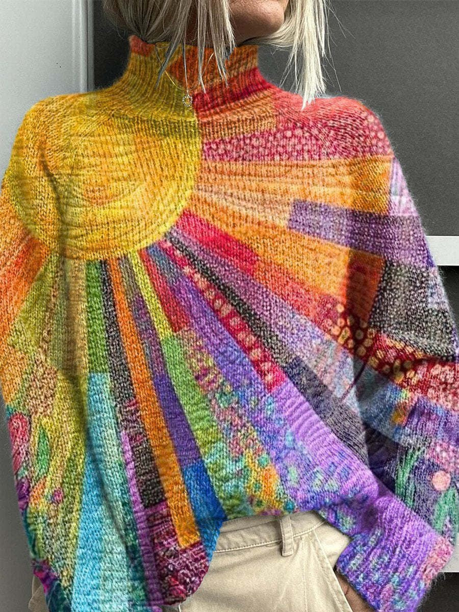 Women's Christmas Printed Turtleneck Sweater